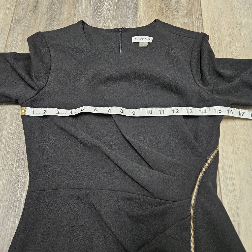 Calvin Klein Asymmetrical Zip Sheath Dress Black Bodycon Women's 4 Classic - Picture 6 of 11